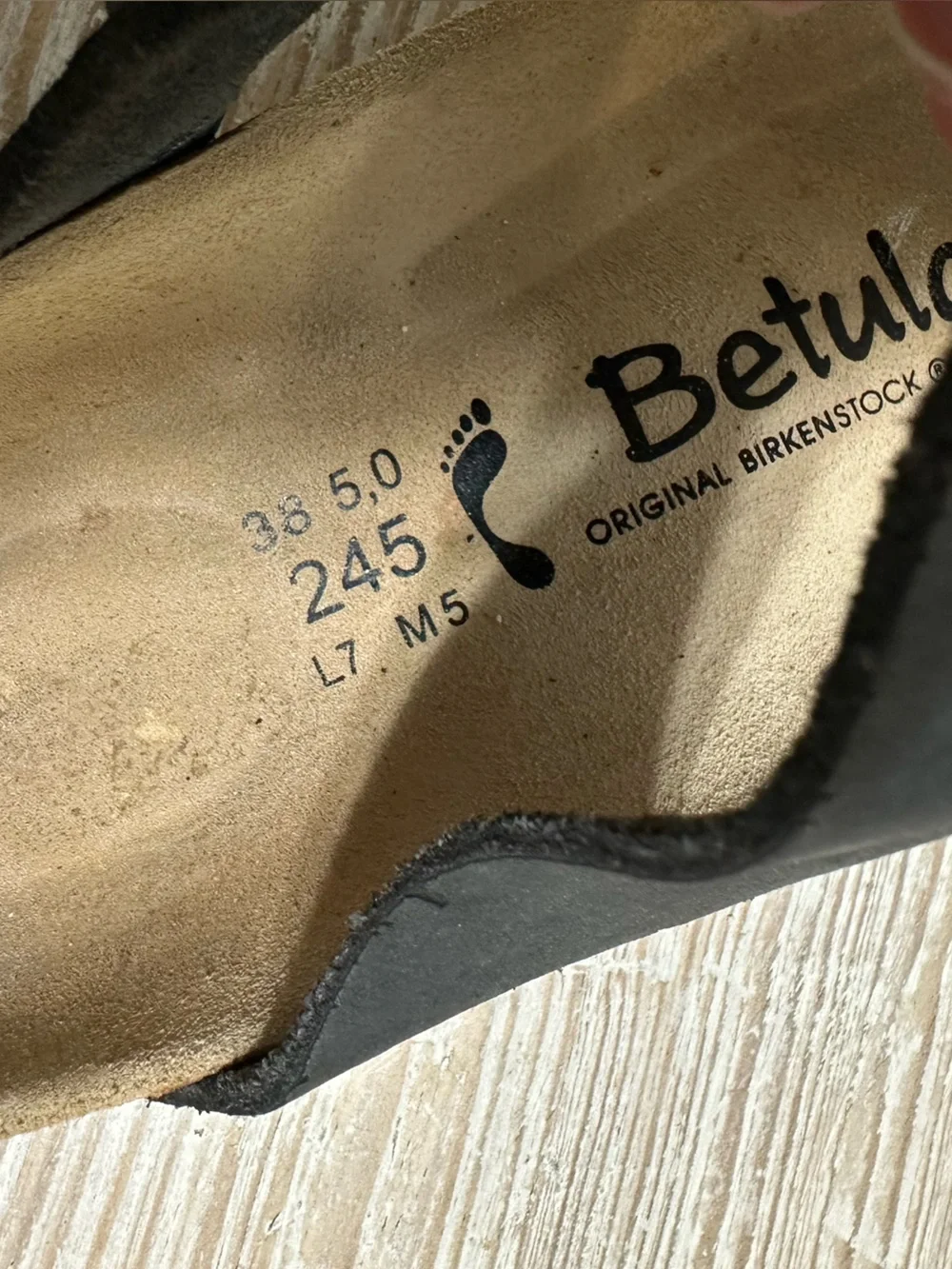 Birkenstock Betula Jasmine Black Nubuck Toe-Loop Sandals Sz 38